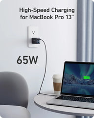 Anker 735 Charger (Nano II 65W) and New Nylon USB-C to USB-C 100W Cable (10 ft)