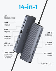Refurbished Anker USB-C Hub (14-in-1, Triple Display)
