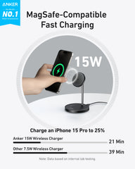 Anker MagGo Wireless Charger (2-in-1, Stand, 40W Adapter Included)