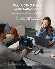 2-Pack Anker Laptop Charger (140W, 4-Port, PD 3.1) with 2-Pack USB-C Cable