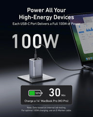Anker Prime Charger (100W, 3 Ports, GaN) and Anker Prime USB-C to USB-C Cable (240W, Upcycled-Braided)