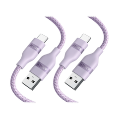 Anker USB-A to USB-C Cable (Upcycled-Braided, 2 Pack, Violet）