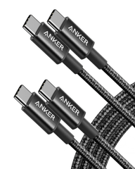 2-Pack Anker New Nylon USB-C to USB-C Cable (3 ft / 6 ft, 60W)