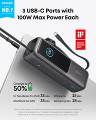 Anker Laptop Power Bank (25K, 165W, Built-In and Retractable Cables) and Anker Nano Travel Adapter (5-in-1, 20W, 1-Pack)